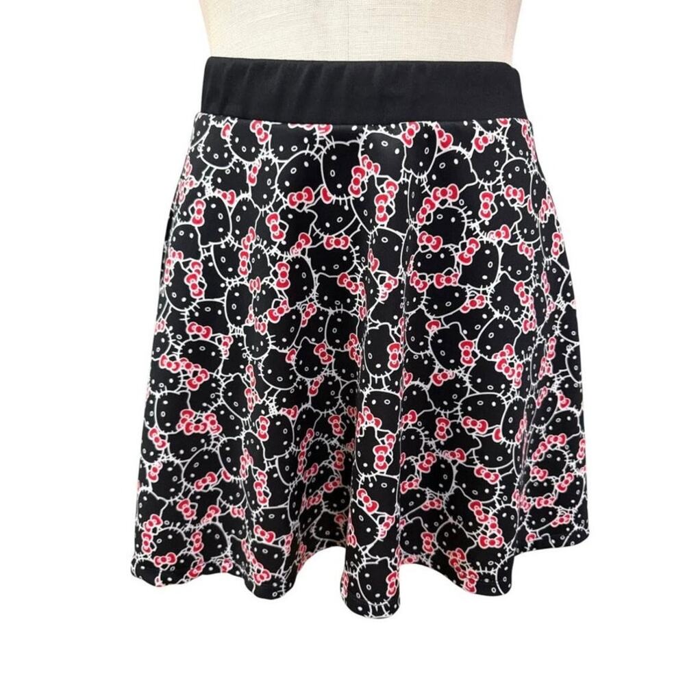 Torrid Plus Size 2 Hello Kitty Faces Mini Black A-Line Skater Skirt 2X 18/20 New